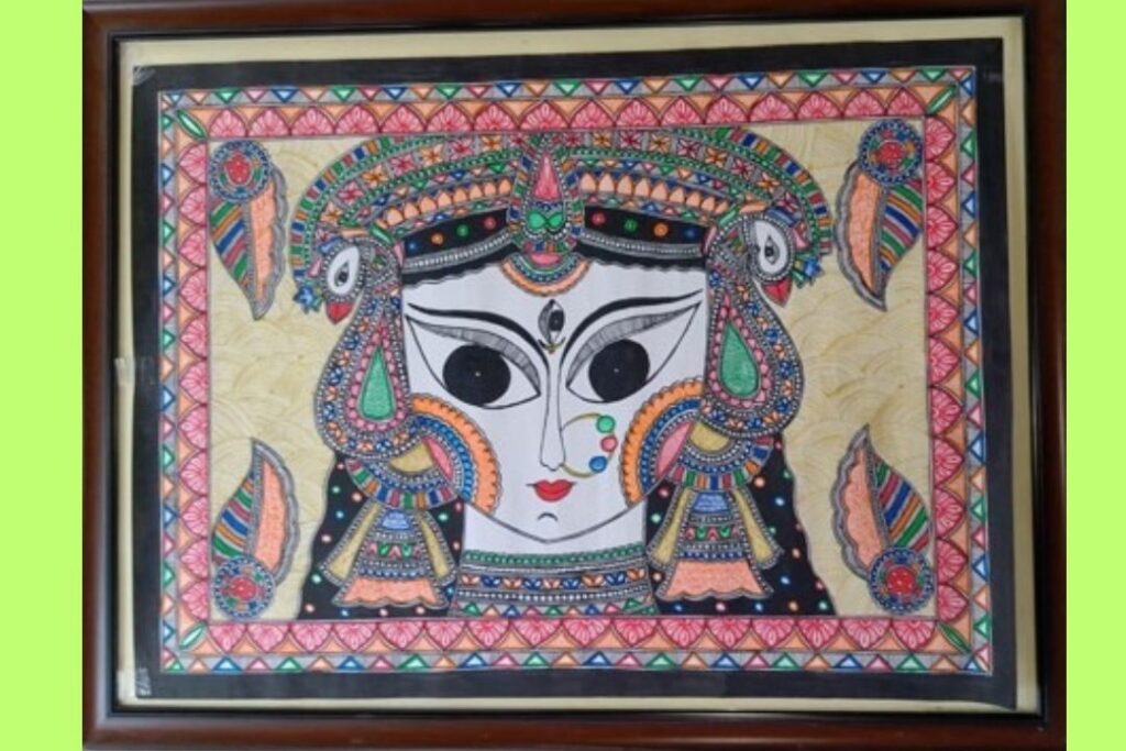Maa Durga Madhubani art painting