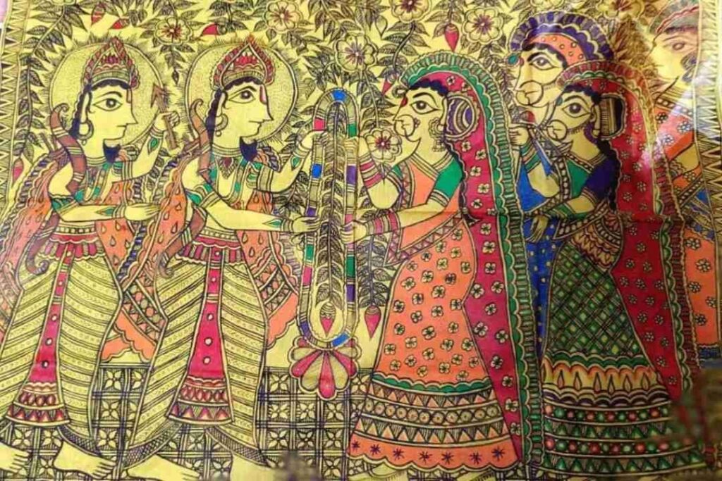 Madhubani Art painting Ram-Sita Jaymala