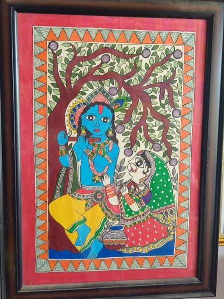 madhubani painting radha-krishna