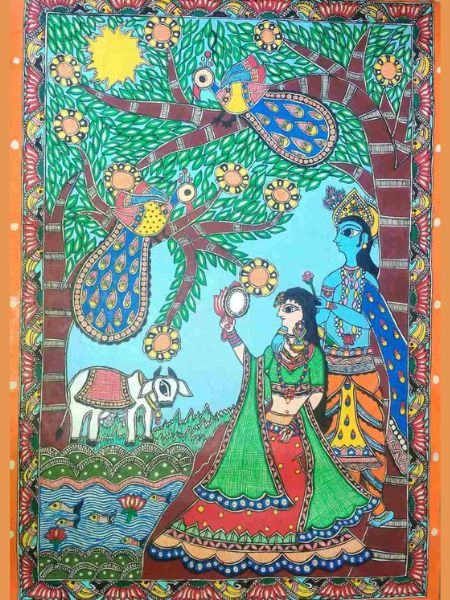 mithila painting Radha-Krishna