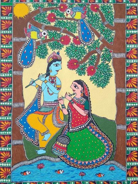 mithila painting Radha-Krishna